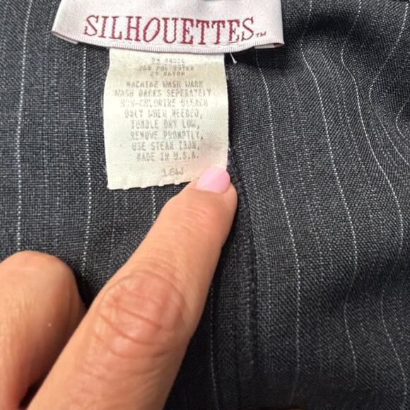Vintage Silhouettes Gray Pinstripe Long Jacket Size 16W - Picture 7 of 7